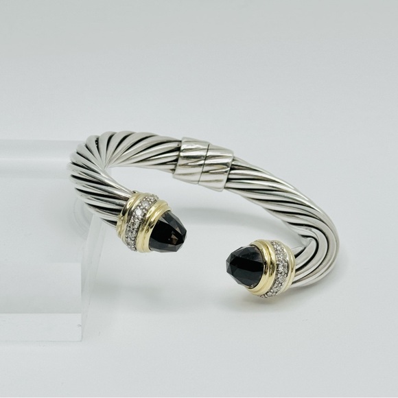 David Yurman 10mm Smoky Quartz Diamond Bracelet With Gold - Picture 2 of 10